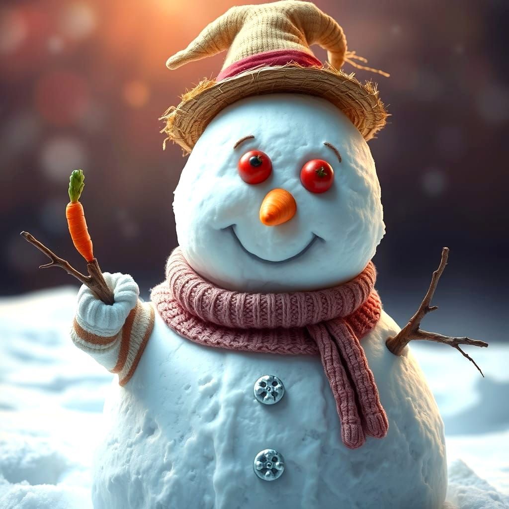 A Happy Snowman in a Bright Winter Wonderland