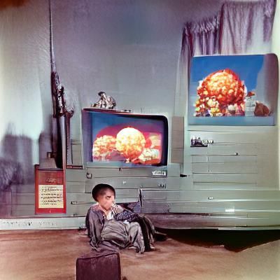 Boy Watches Atomic Bomb on TV