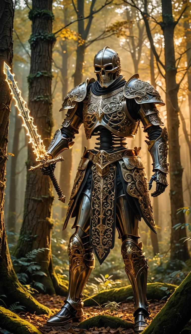 Skeleton Knight Ready to Strike, Detailed Armor