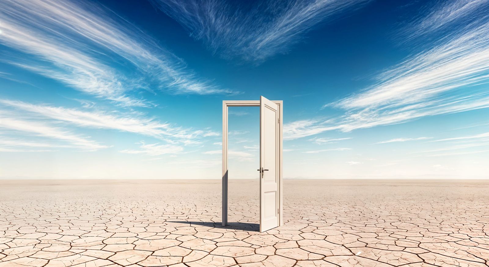 Surreal Doorway in Desert Landscape