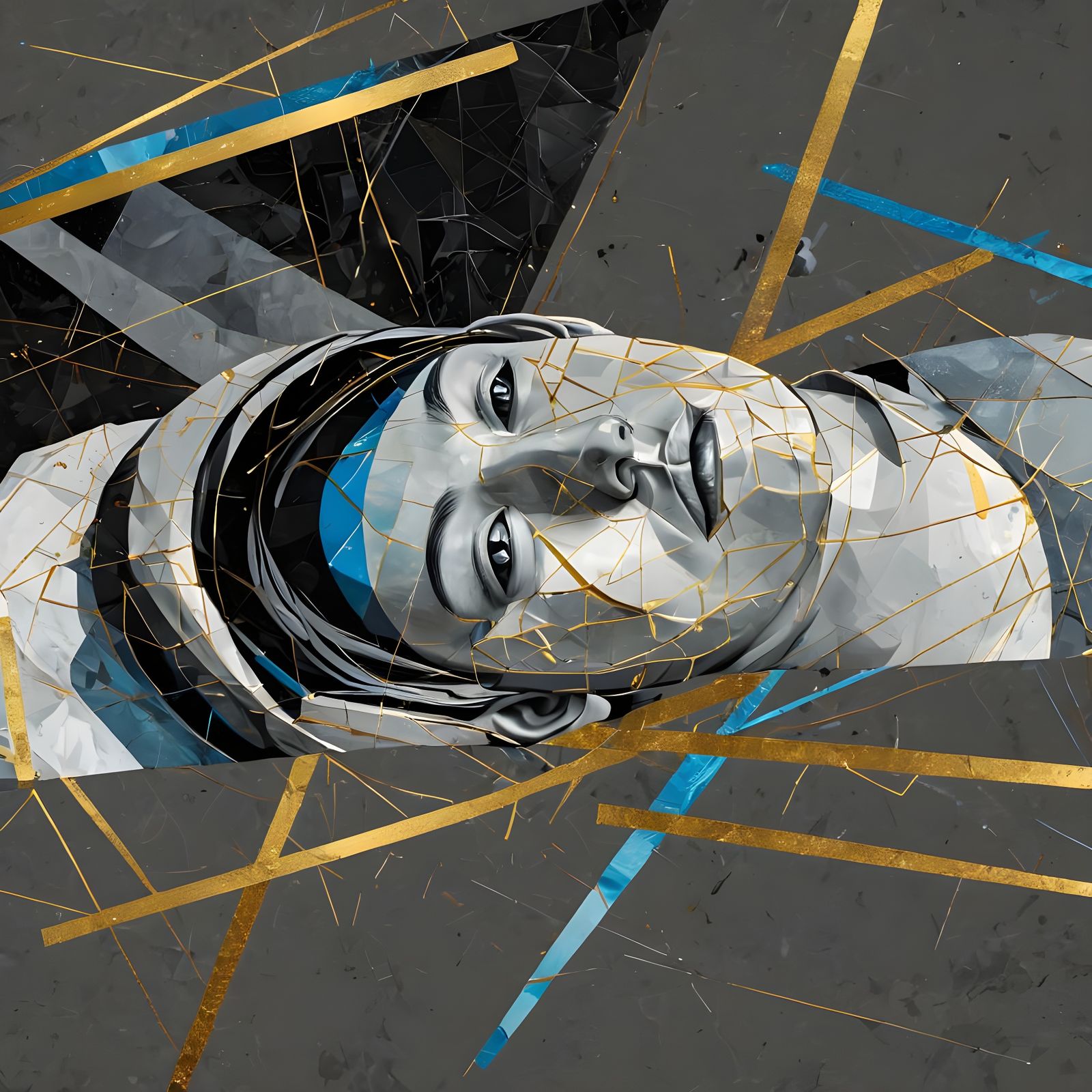 Prismatic Buddha Statue with Gold Foil Accents