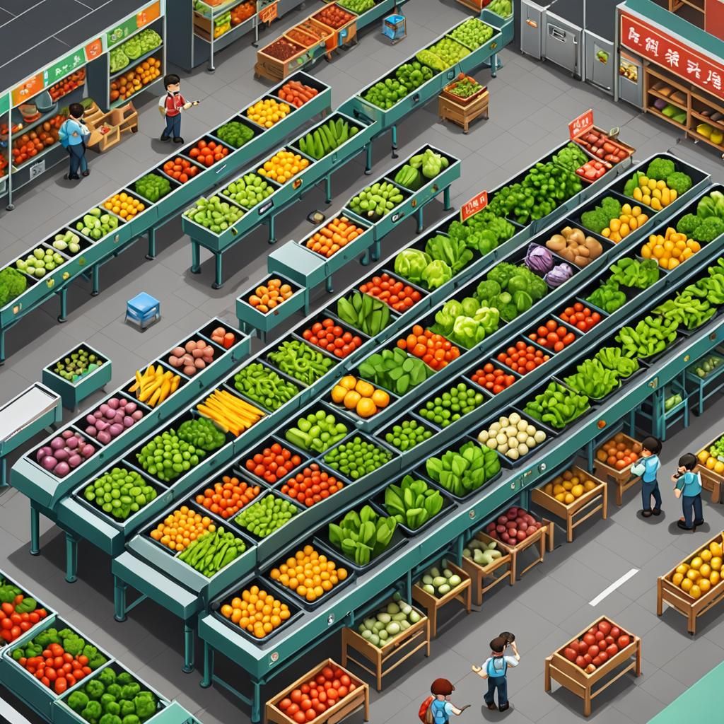 Vegetable Factory Simulation: Console Game Scene