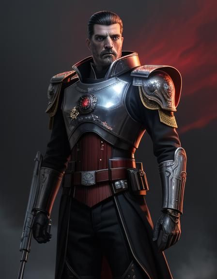 Imperial Officer in Red and Silver Uniform