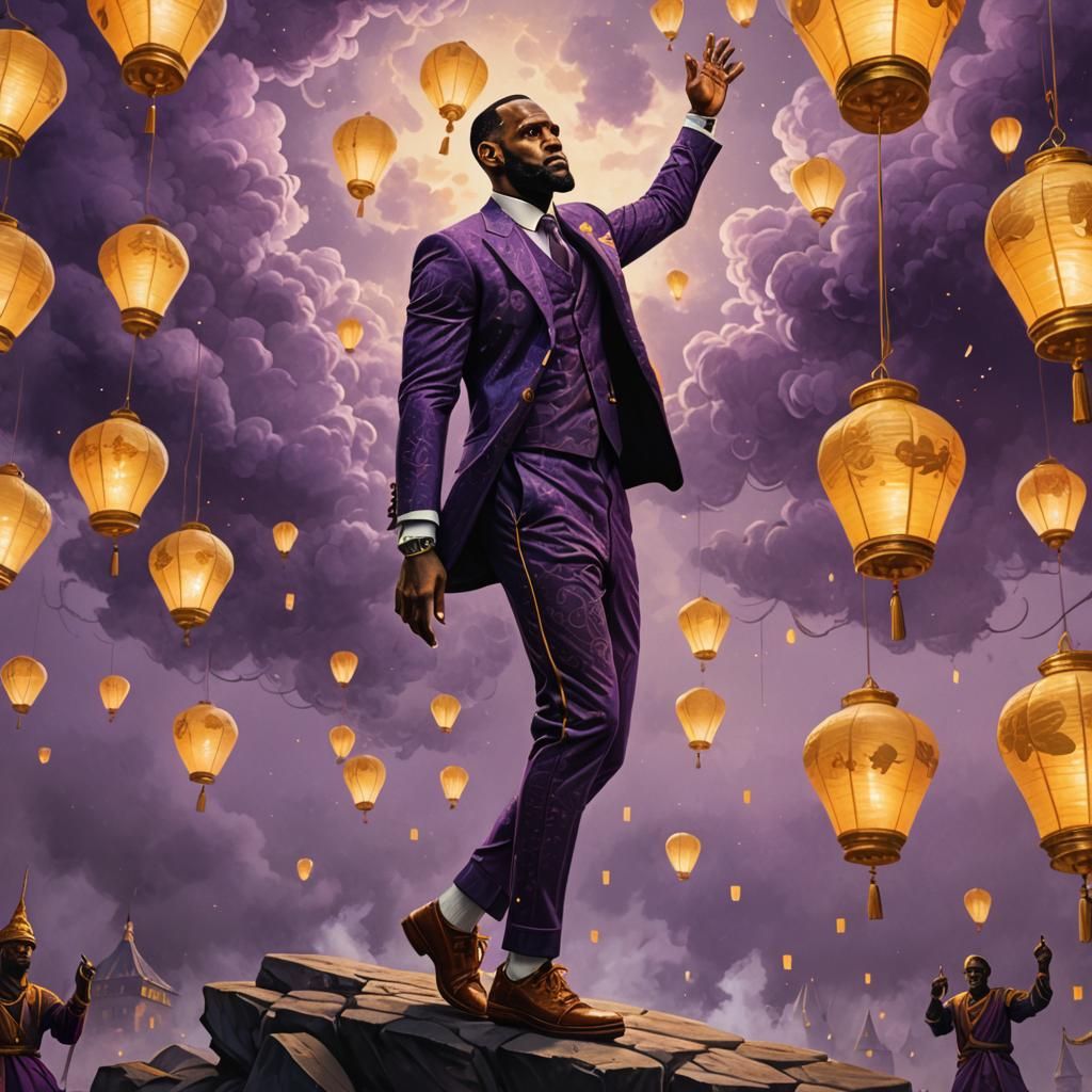 LeBron James Portrait in Mystical Arena, Fantasy Art