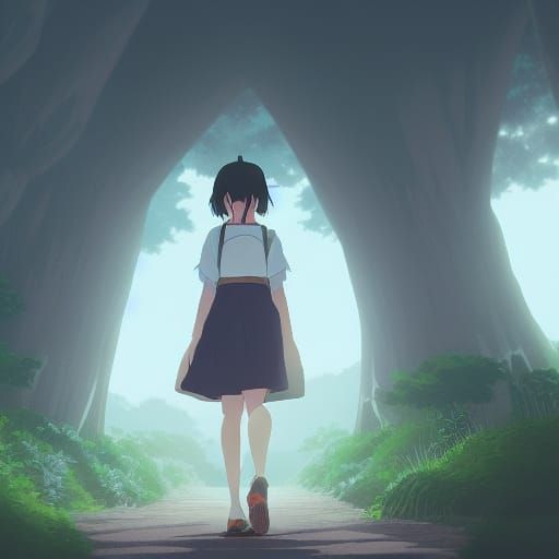 Anime Bunny Girl in Studio Ghibli Style