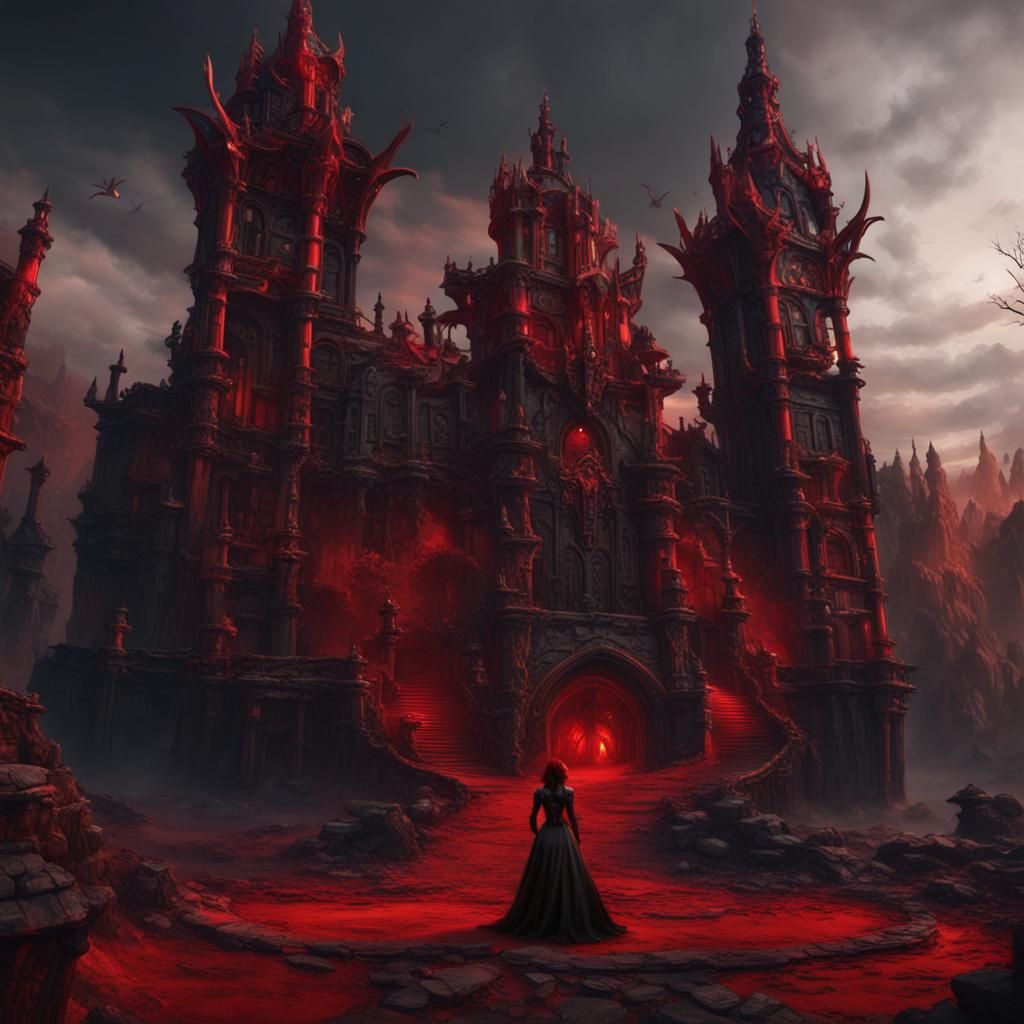 Red and Black Figure in Detailed Matte Painting