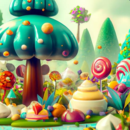 Candy Garden: A Pixar-Style Sugarland Panorama