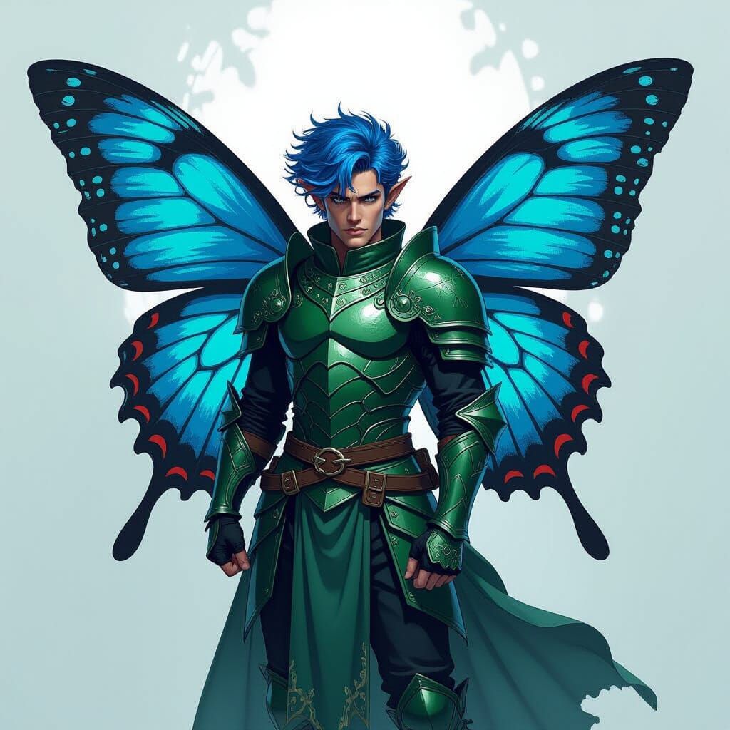 Blue-Haired Fairy Knight in Scale Armor