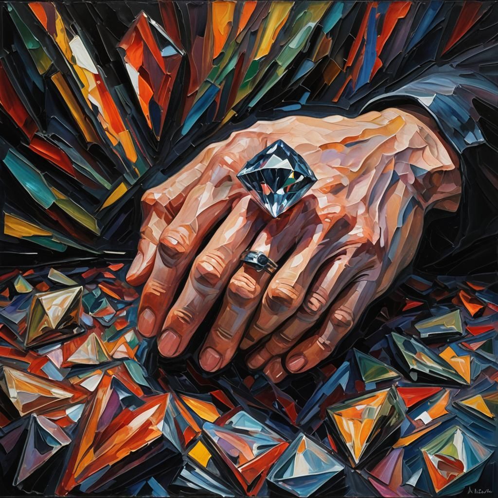 Thief's Diamond Grasp: Neo-Impressionist Impasto Painting