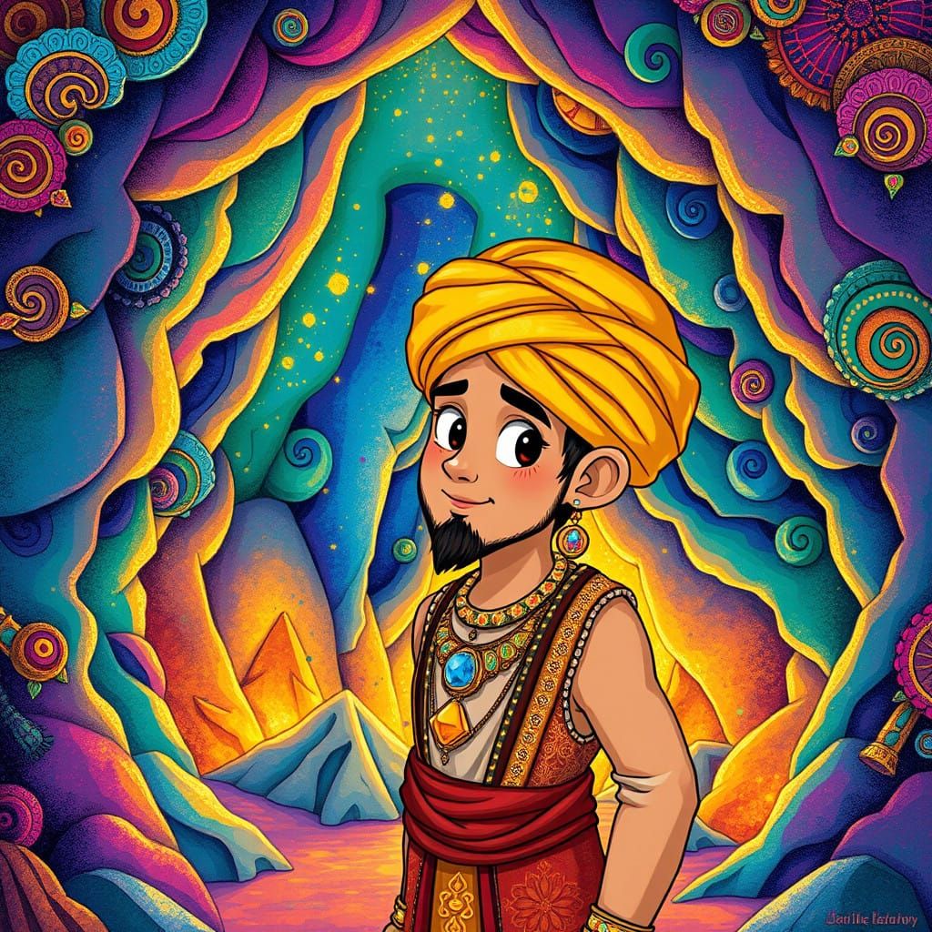 Majestic Treasure Cave in Whimsical Style