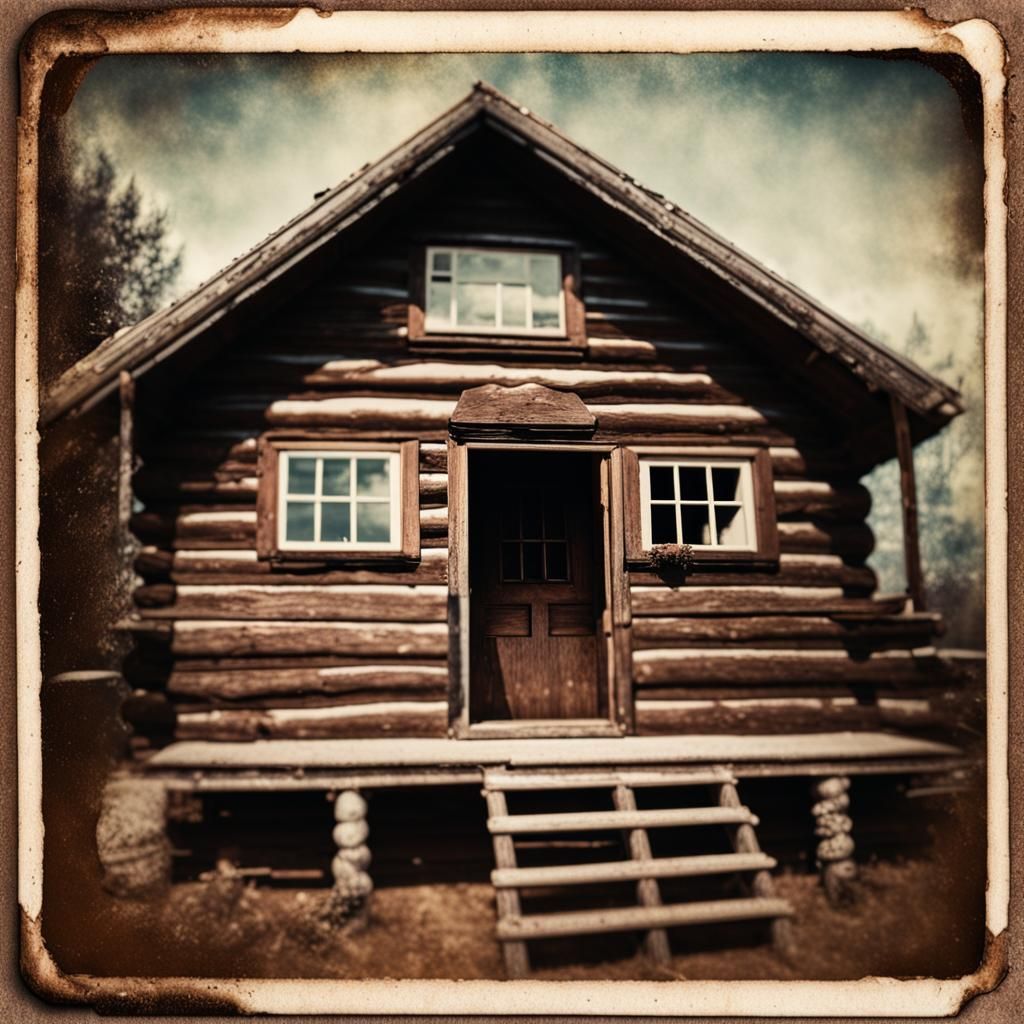 Vintage Cabin Polaroid Photo with HDR Details