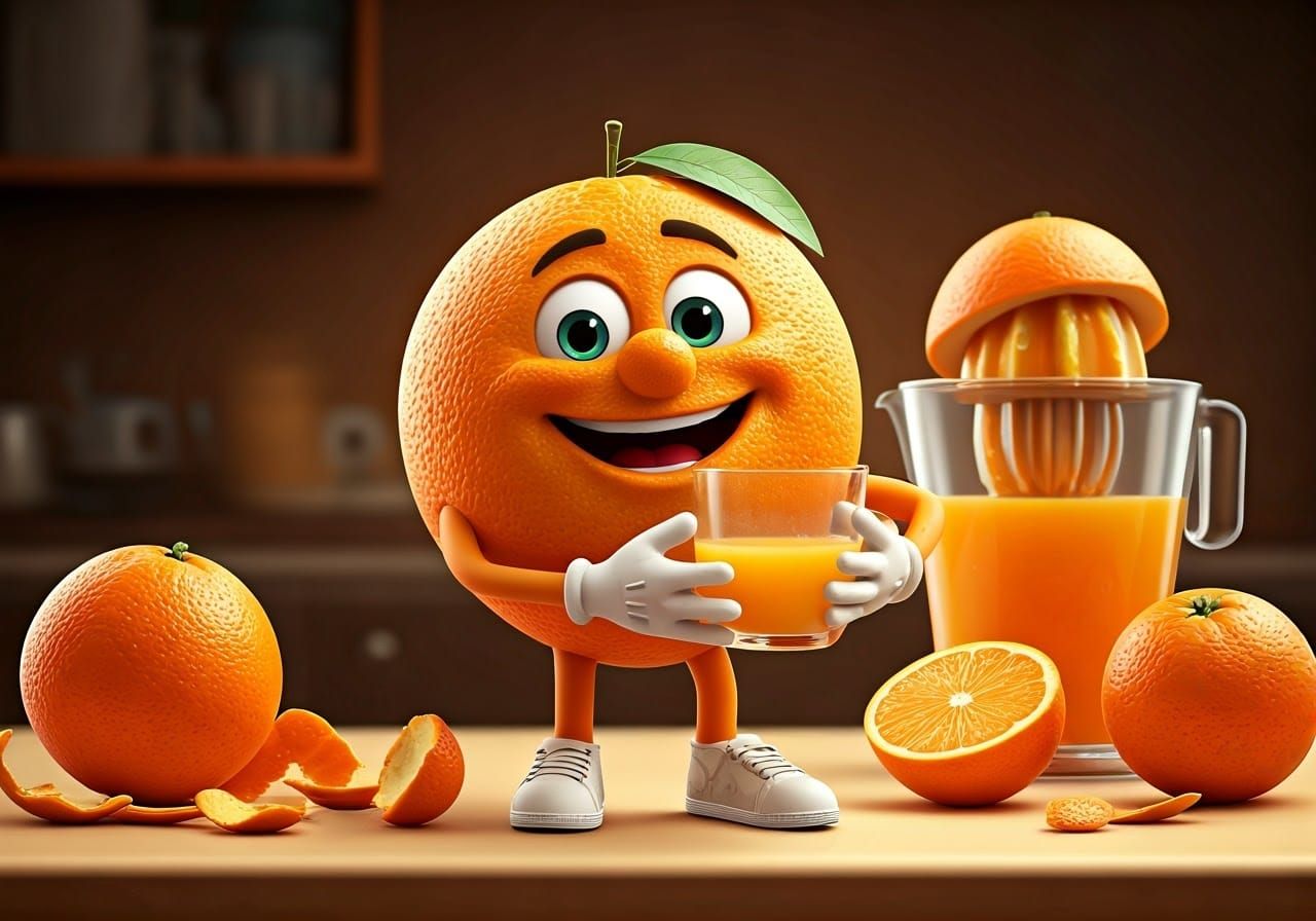 Vibrant Orange Hugs Glass with Fresh Juice