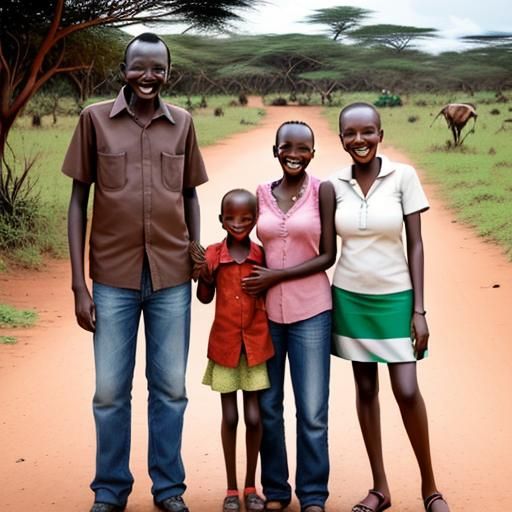 Happy Family Scene in Kenya