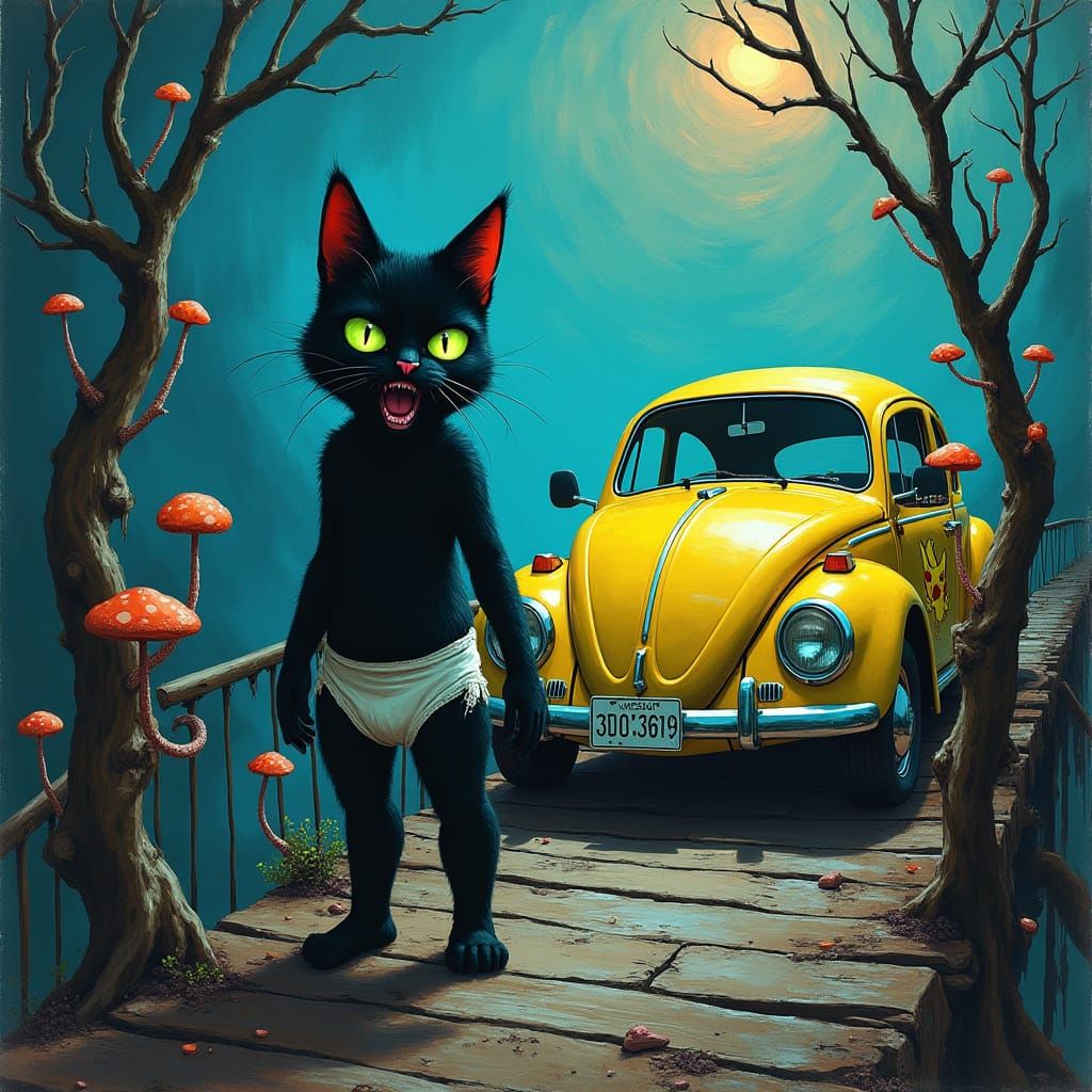 Anguished Catgirl's Psychedelic Scream: Surrealist Expressio...