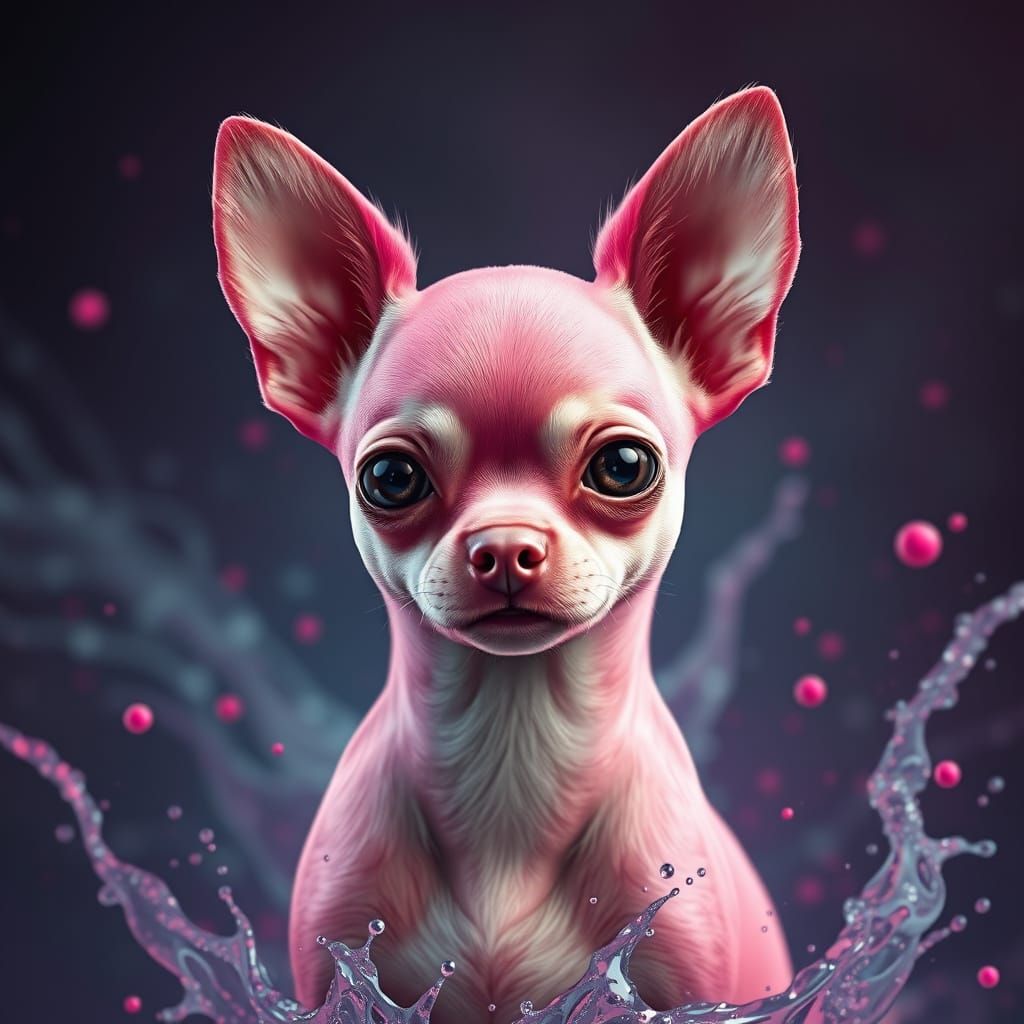 Fantastical Pink Chihuahua Digital Painting