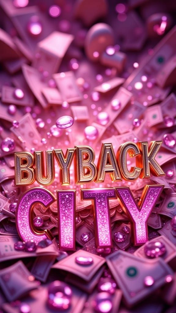 BUYBACK CITY Gold Text with Glitter and Diamonds