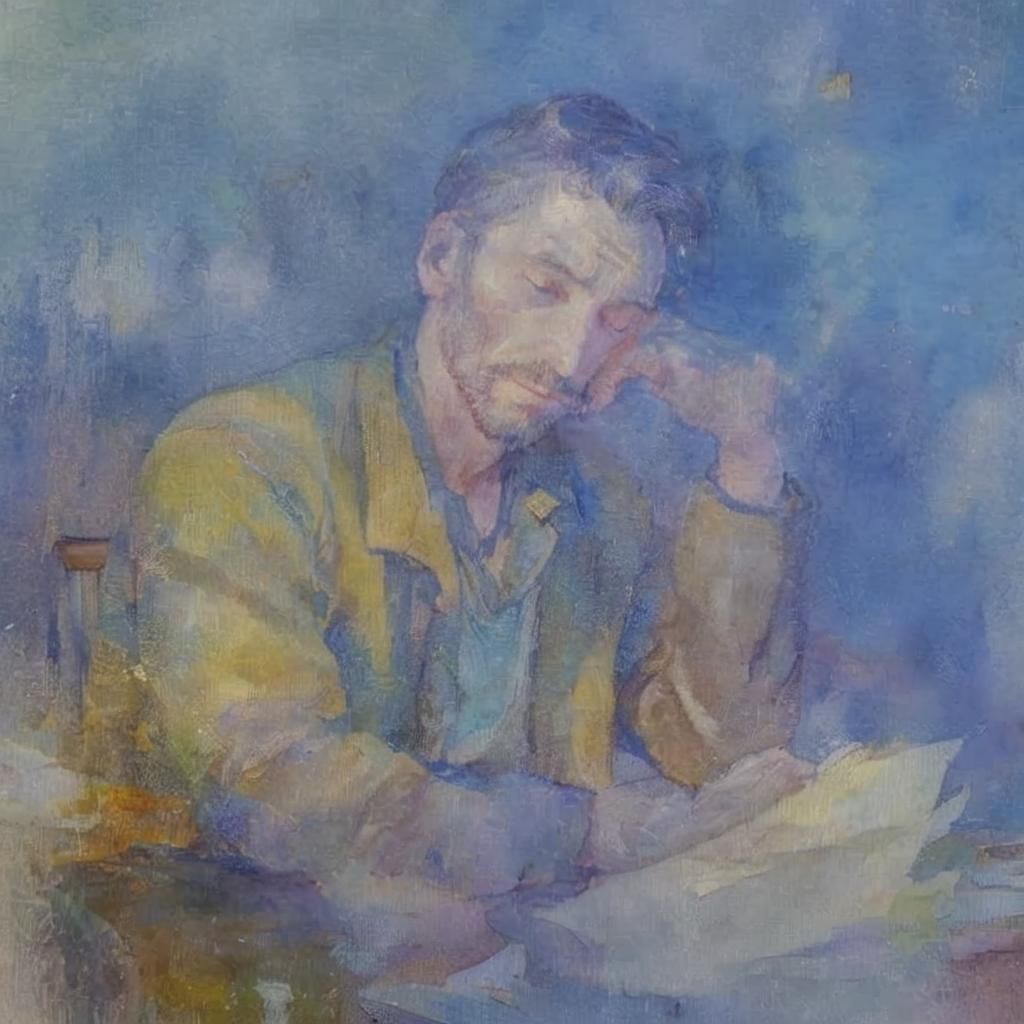 Watercolor Painting of Person Deep in Thought