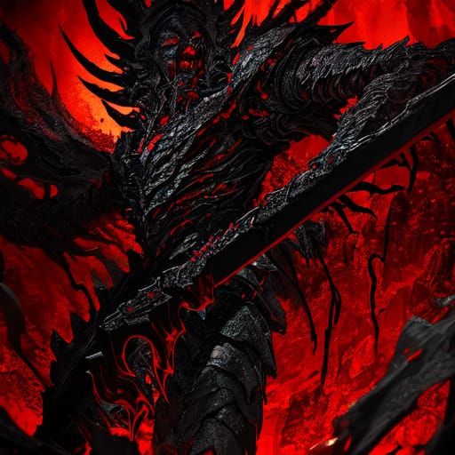 Demonic Queen in Obsidian Armor, Digital Art