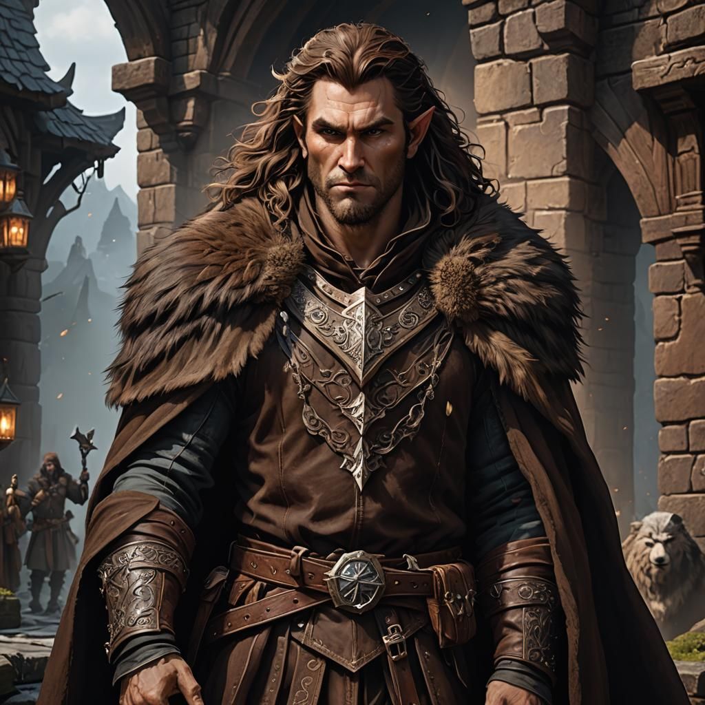 Firbolg Male with Brown Fur in Detailed Painting