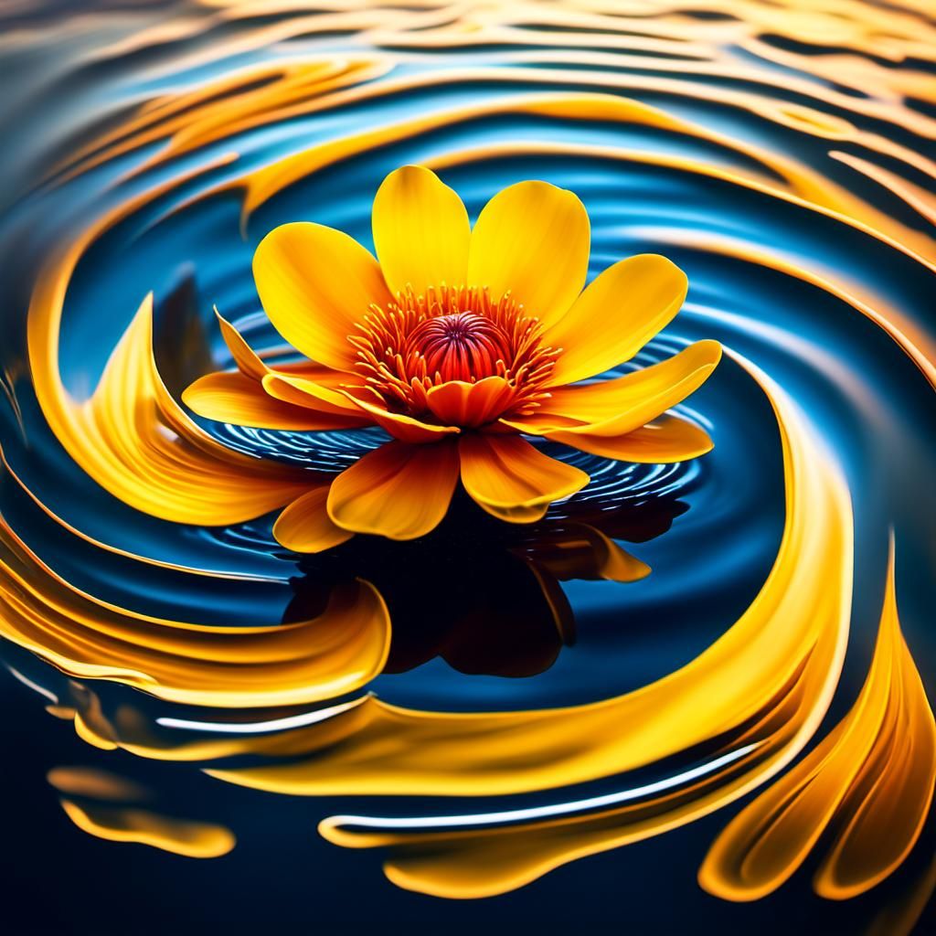 Surreal Yellow Flower in Dreamlike Landscape