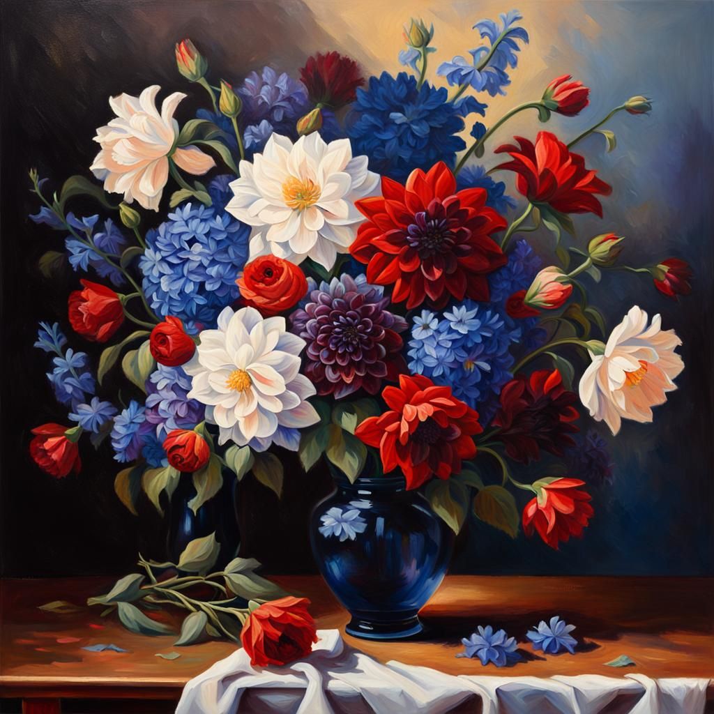 Floral Still Life Oil Painting in Dutch Masters Style