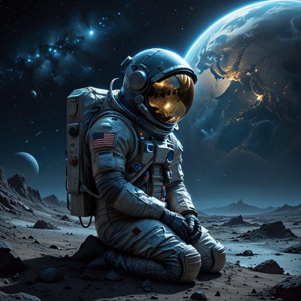 Astronaut's Lament on a Moonlit Landscape