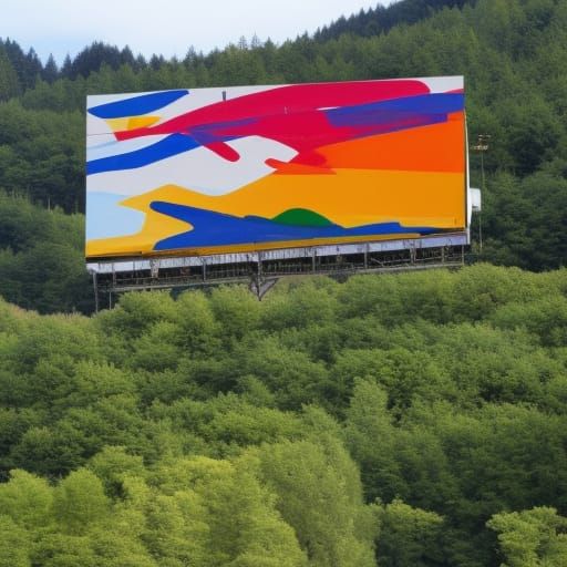 Abstract Expressionist Billboard Inspired by Miró and Nolde