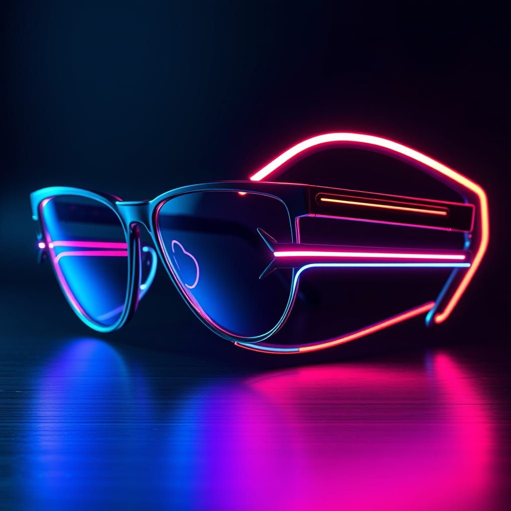 Glowing Cyberpunk Eyeglasses with Neon Stripes