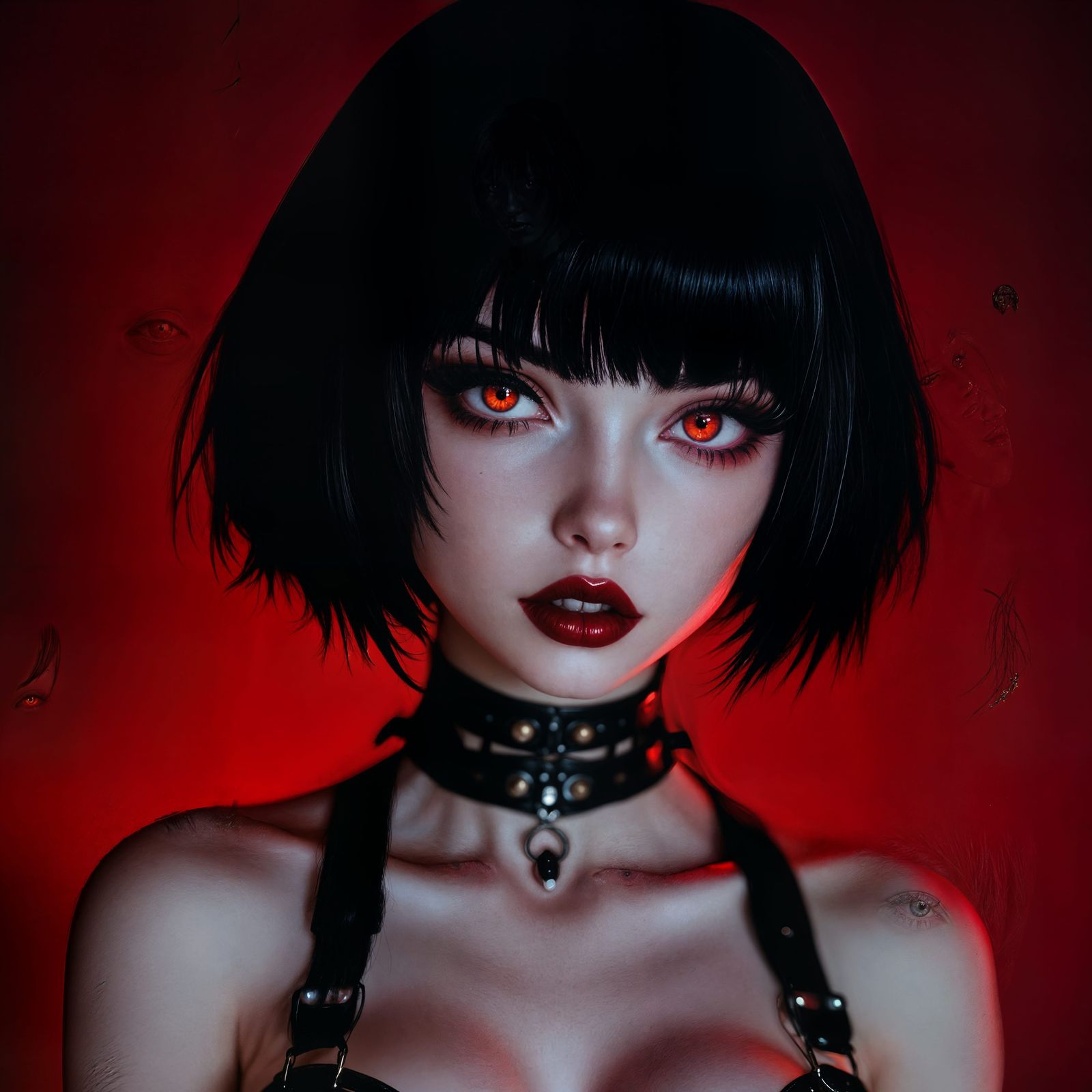 Gothic Vampire Maiden in Anime Style with Edgy Fashion