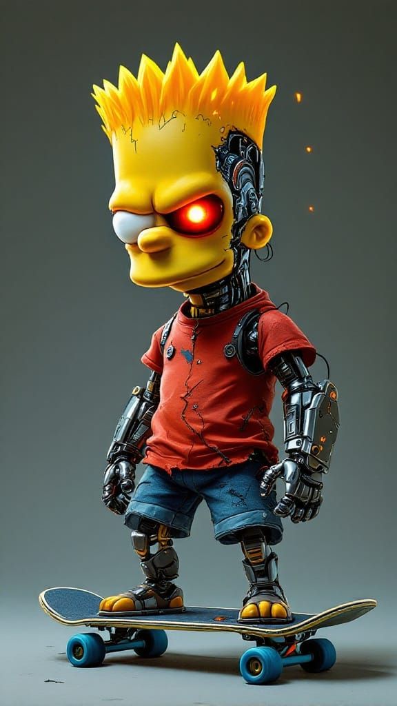 Bart Simpson as Cybernetic Terminator: A Futuristic Cyberpun...