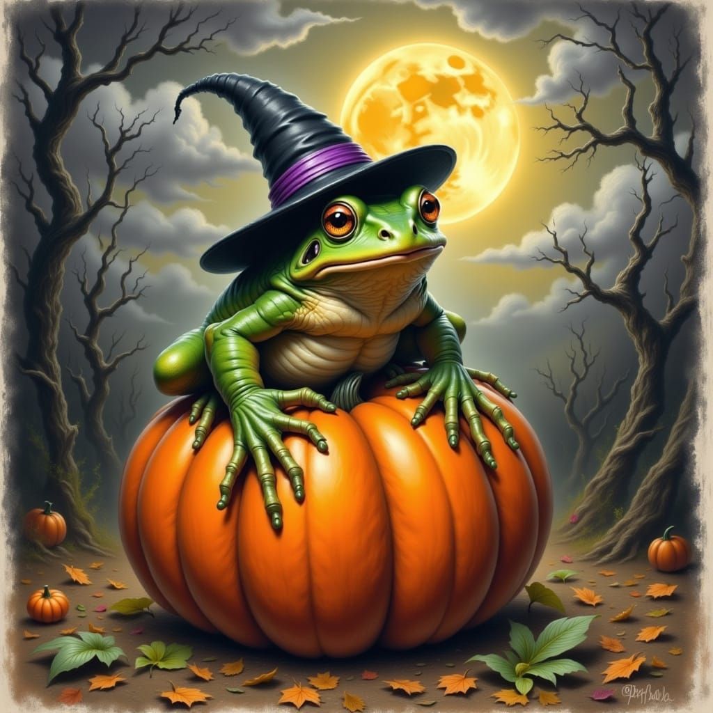 Halloween Toad in Soft Pastel Style