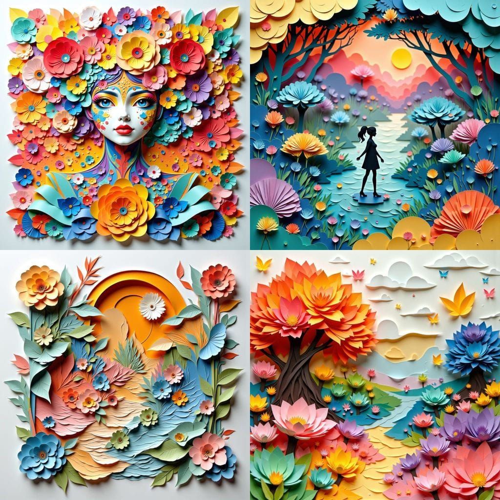 Intricate 3D Kirigami Pop-Up Paper Mosaic Design