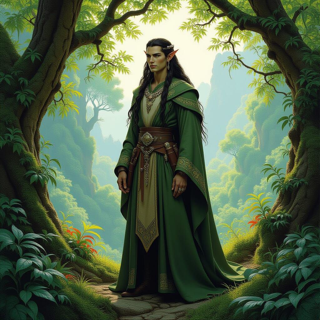 Elegant Trailian in Forest, Fantasy Art
