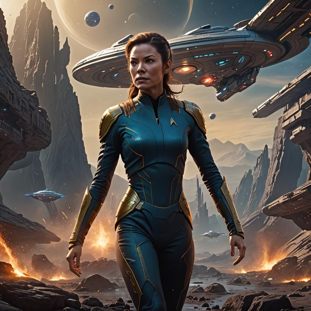 Glowing Female Character in Star Trek Style