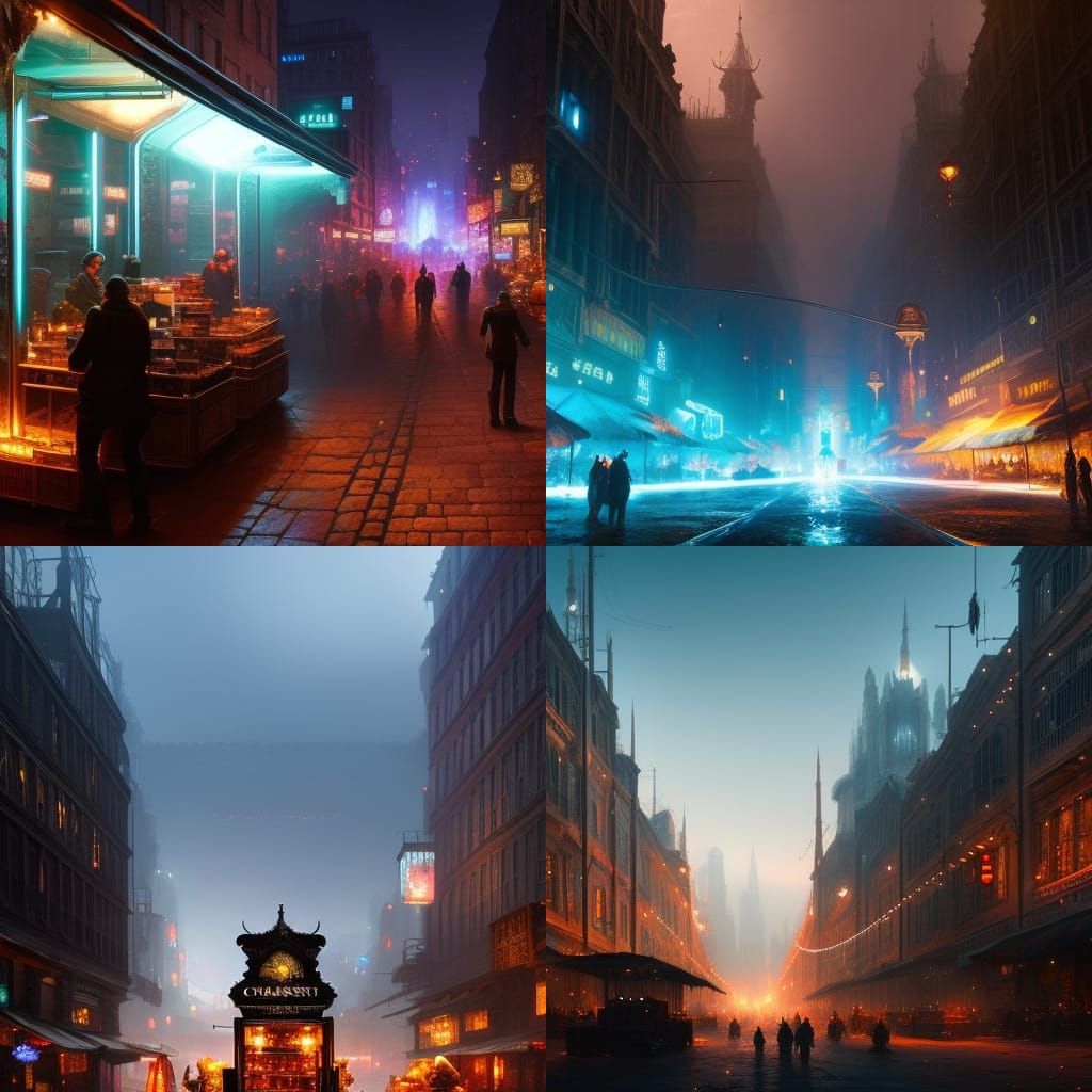 Crystal Street Vendor in Dark Fantasy Style