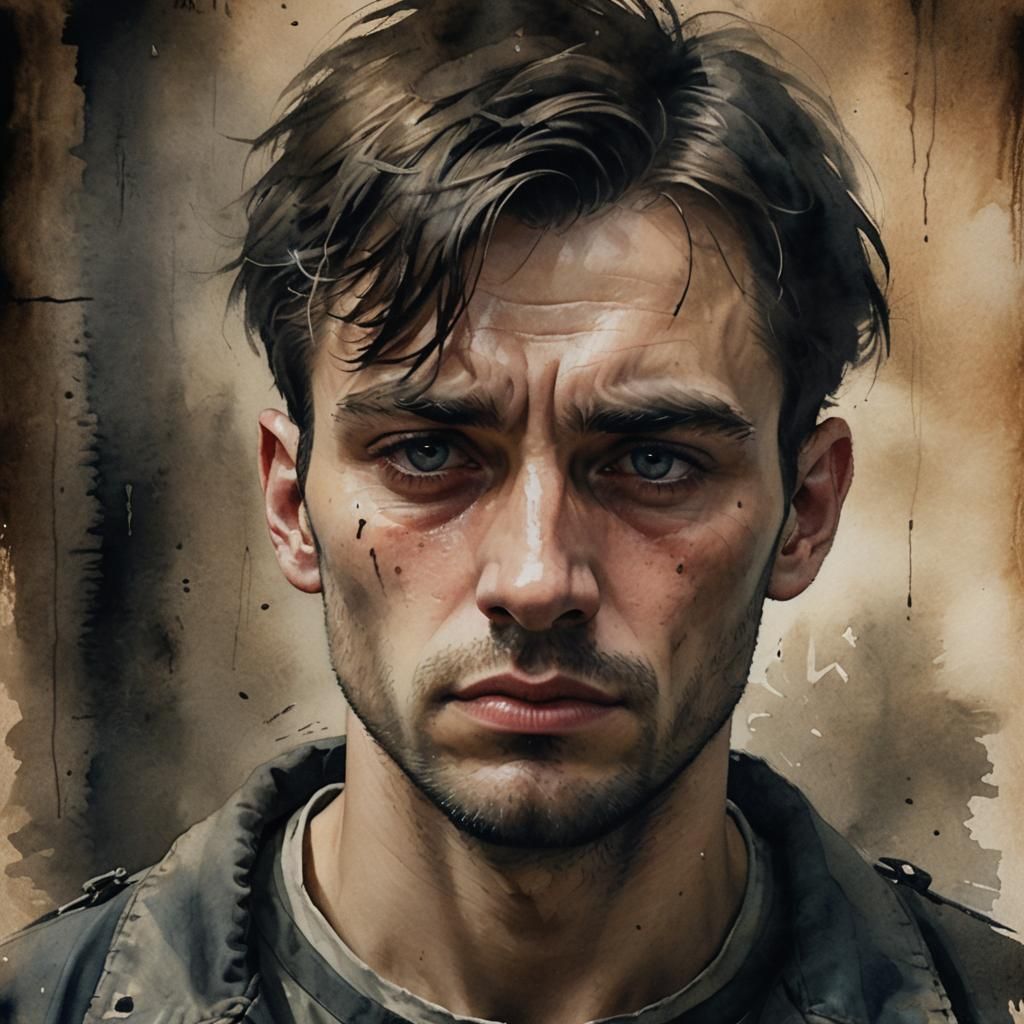 Desperate Young Man in Prison: a Matte Painting