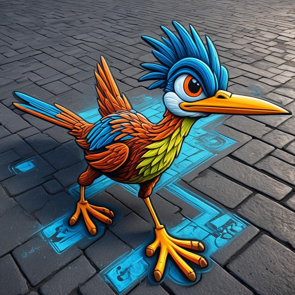 3d Chalk Art Roadrunner