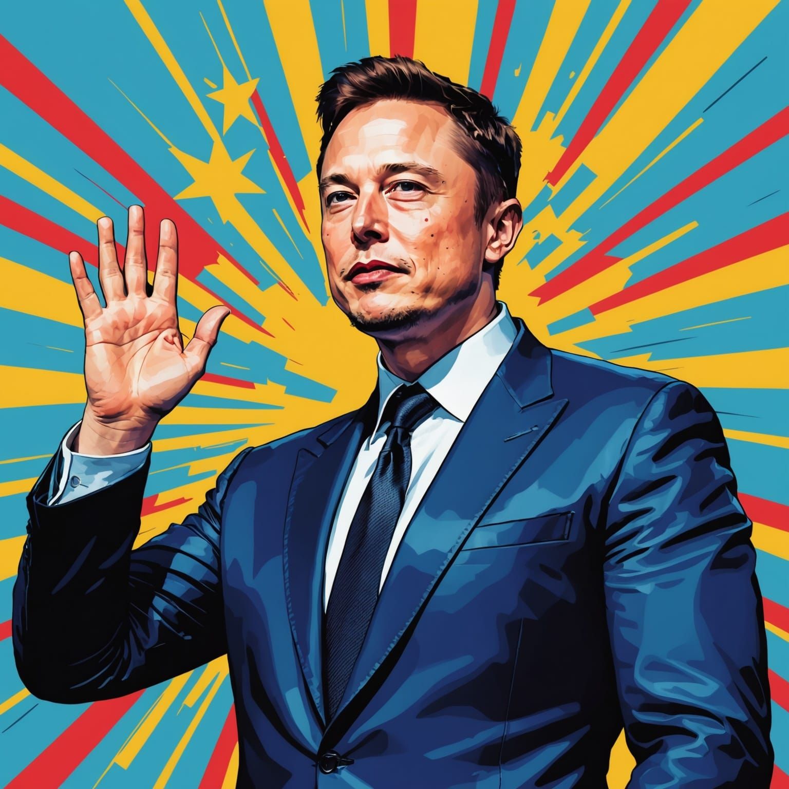 Elon Musk in Pop Art High Roman Salute