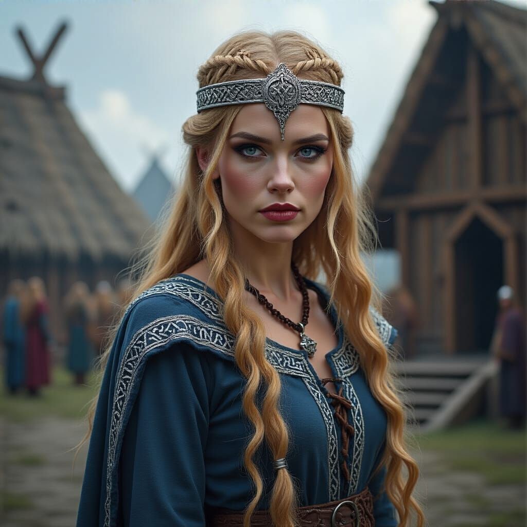 Viking Goddess Snotra in Hyperrealistic Comic Art