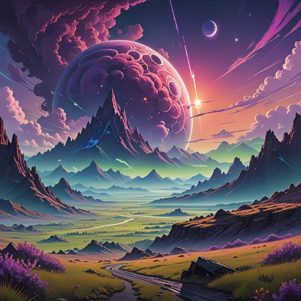 Ethereal Alien World Illuminated by Shimmering Light