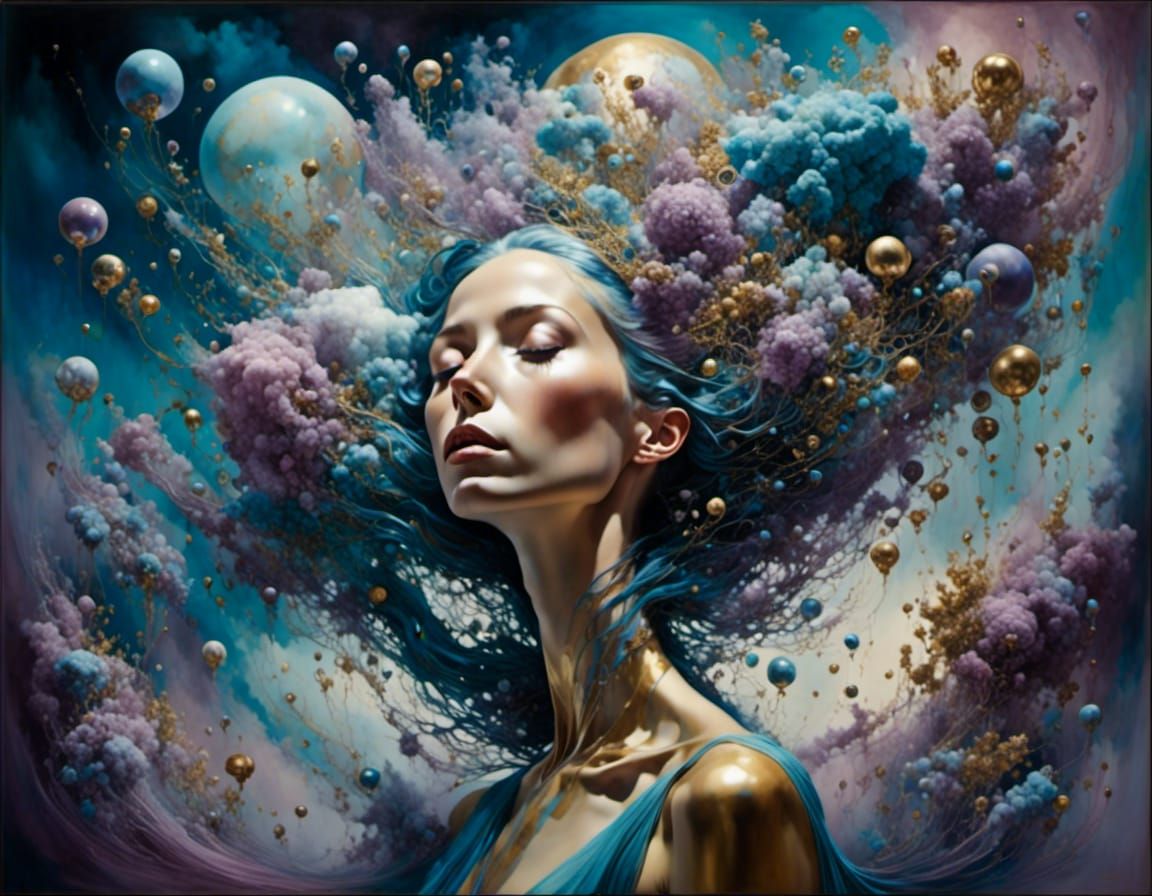 Dreamlike Celestial Portrait in Surrealist Style