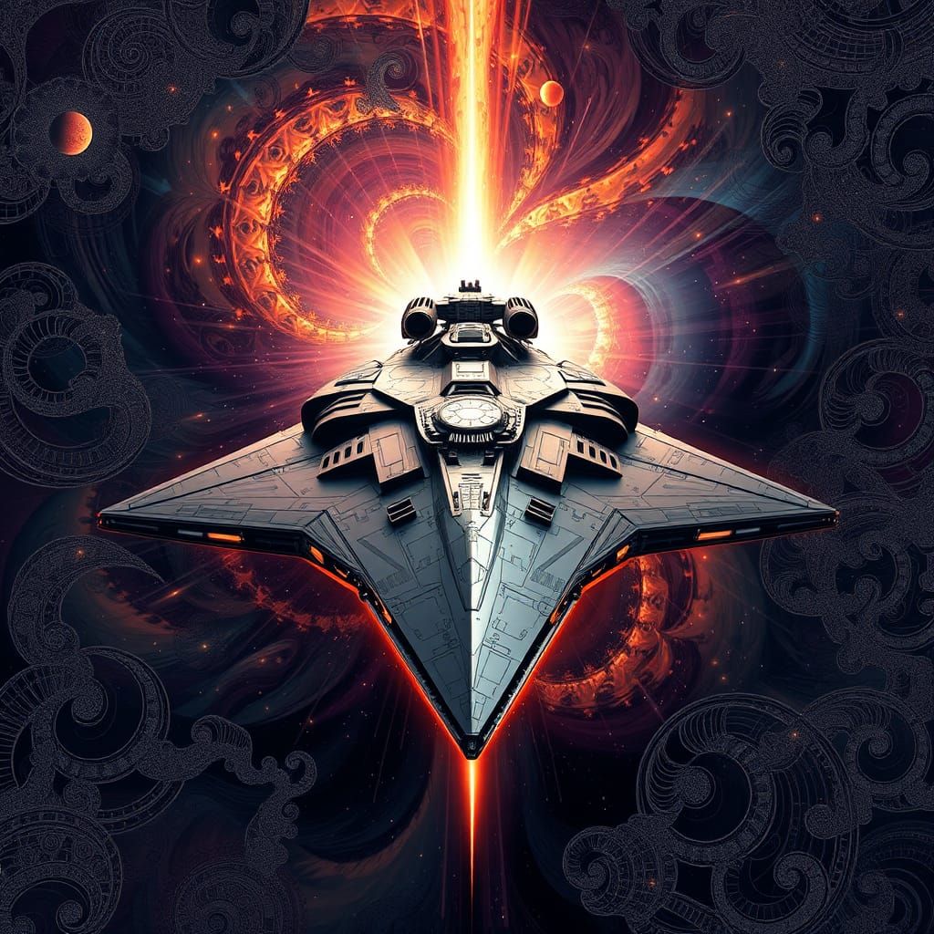 Majestic Space-Destroyer Starship with Fractal Glow