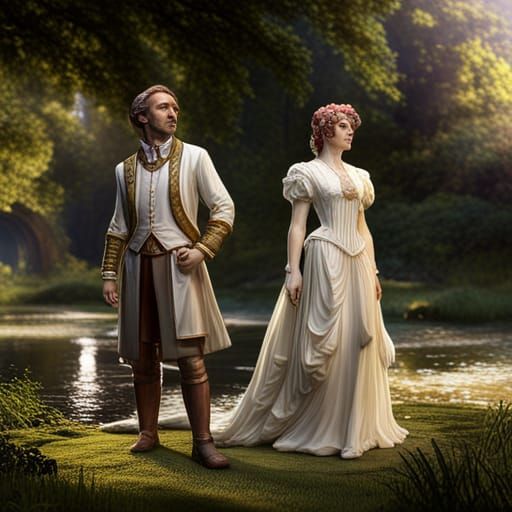 Lladro man and woman figurines, hyper reflective