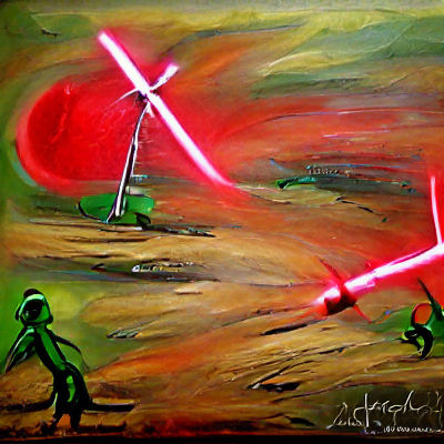 Lightsaber Battle on Alien Planet in Acrylic Art