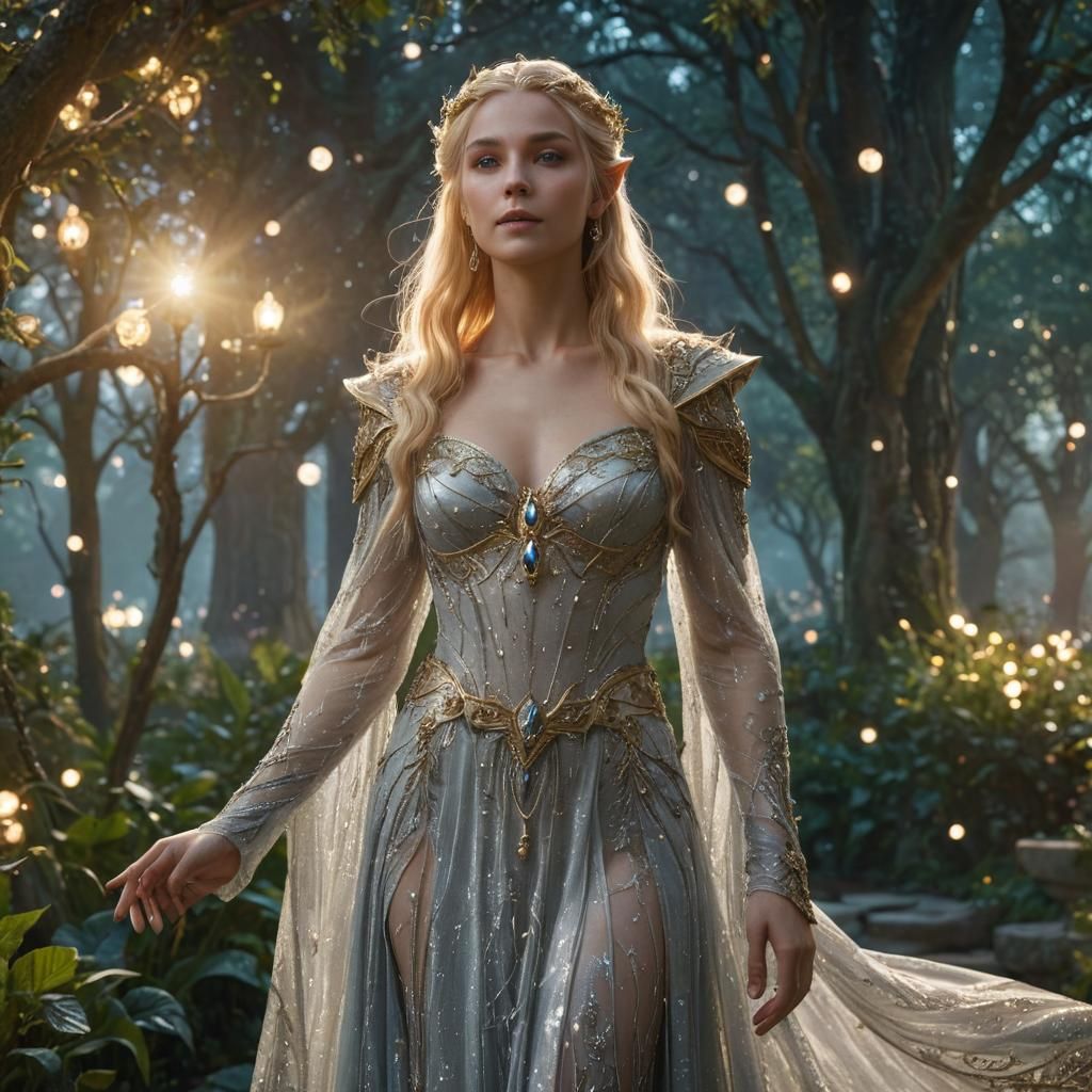 Celestial Elven Queen with Golden Locks