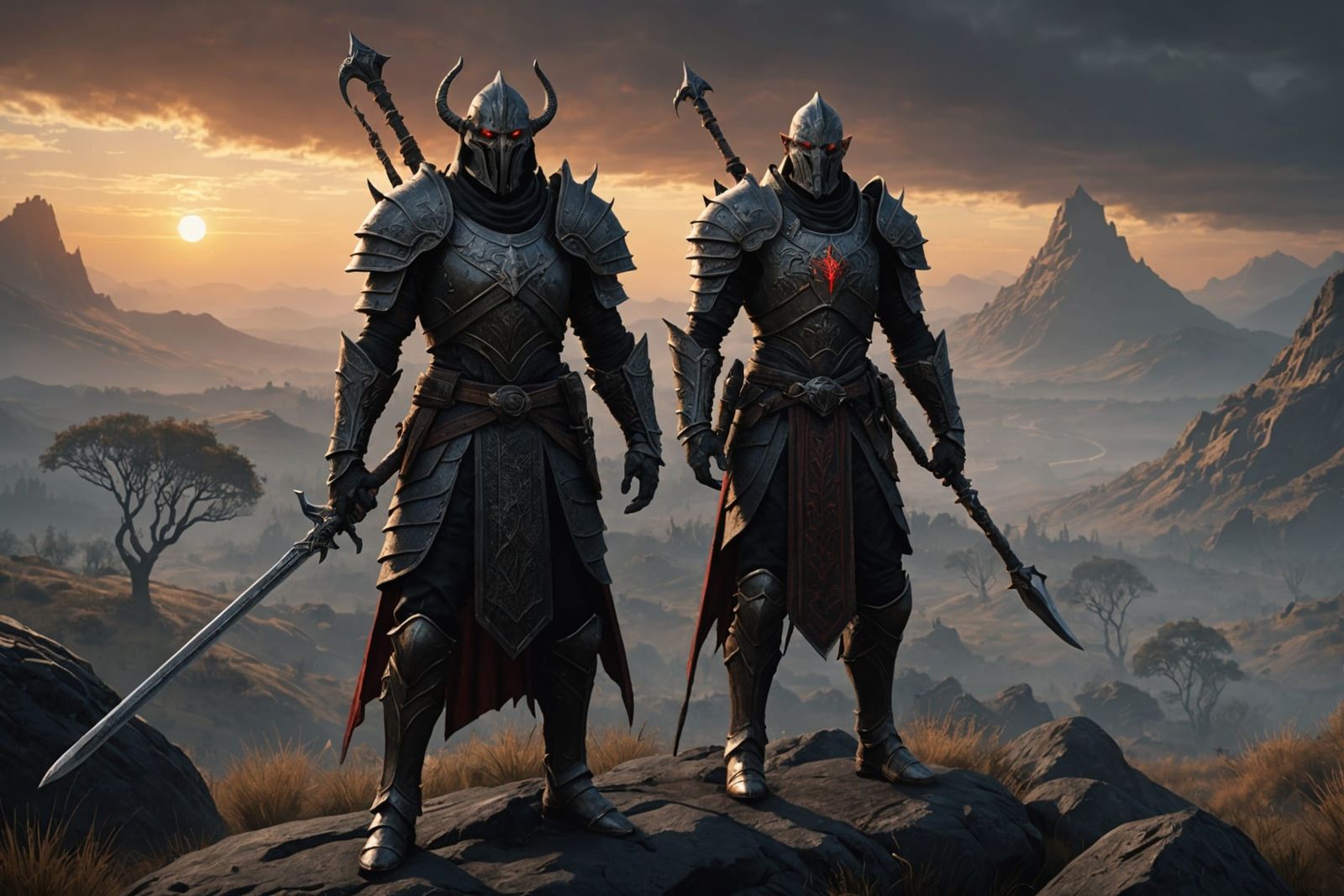 Dunmer Warrior in Mystical Morrowind Landscape