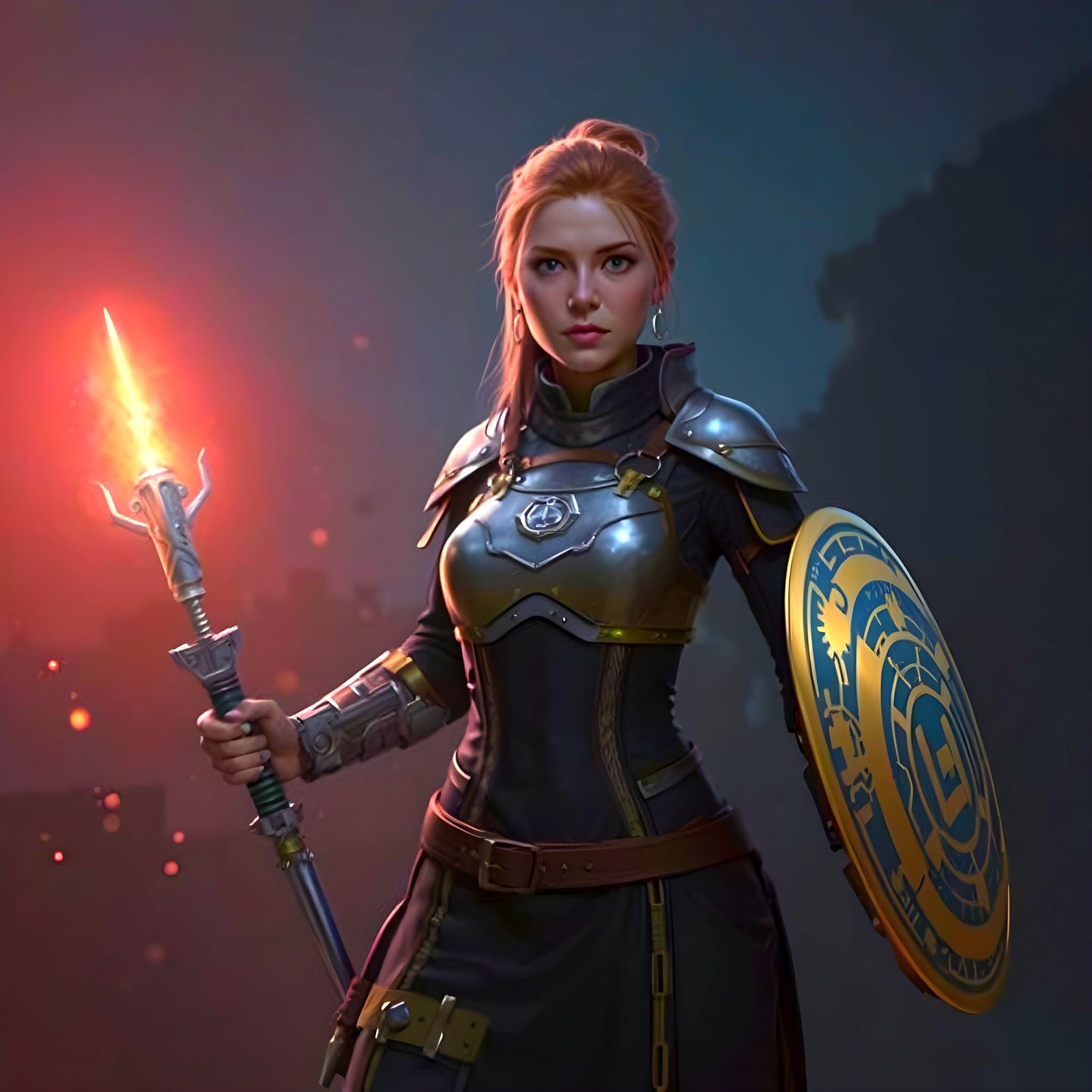 Glowing Shieldmaiden Warrior of the Future