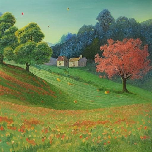 Whimsical Seasonal Trees in a Vibrant Cartoon Style