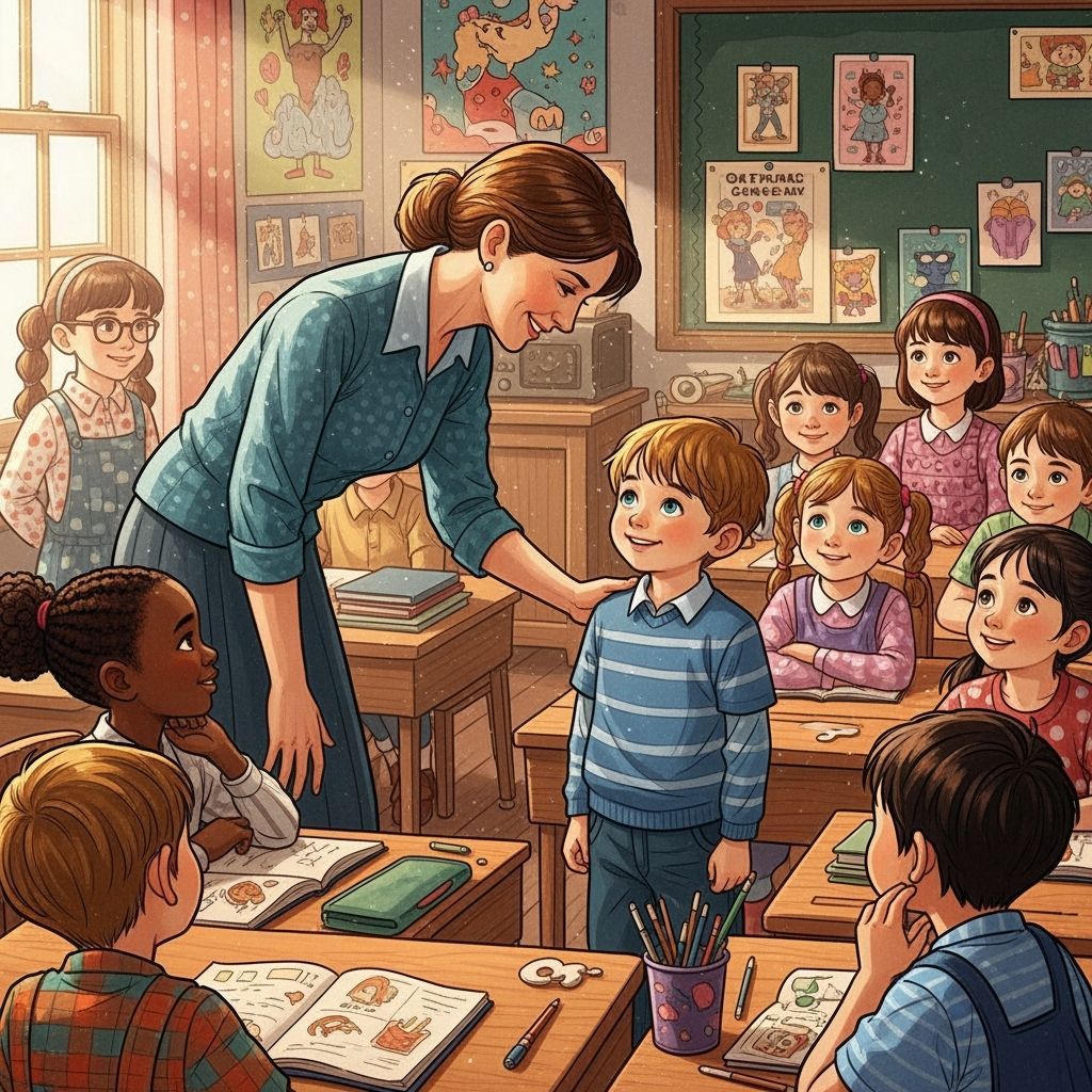 Heartwarming Teacher-Student Moment in Rockwell Style