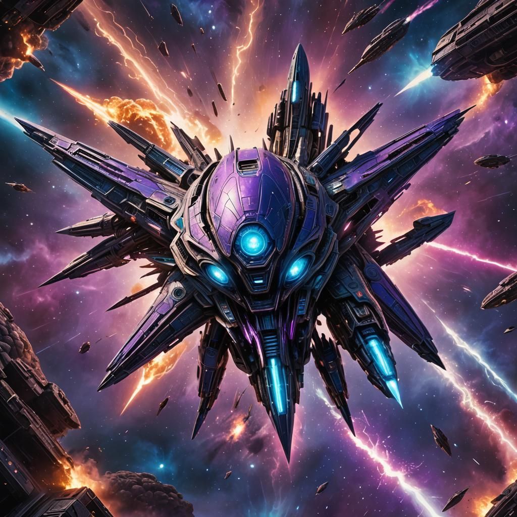 Alien Spacecraft in Galactic Battle: Hyper-Realistic Sci-Fi ...